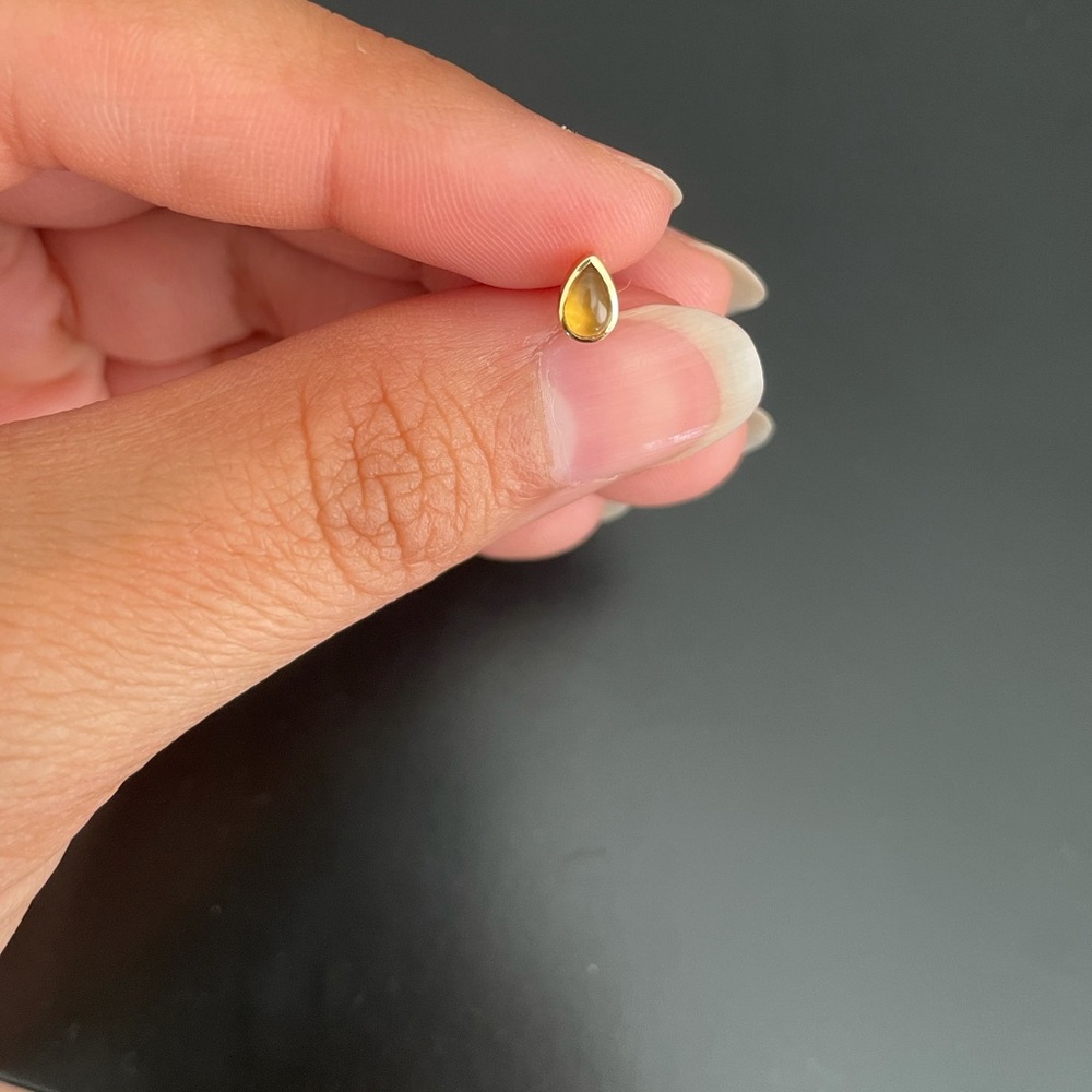 BVLA 14k Yellow Gold Chalcedony Pear Earring End